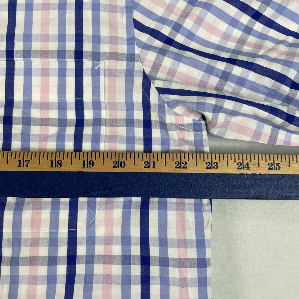 Tommy‎ Hilfiger Men's Dress Shirt Blue Plaid Sz 16 32/33 Regular Fit Long Sleeve